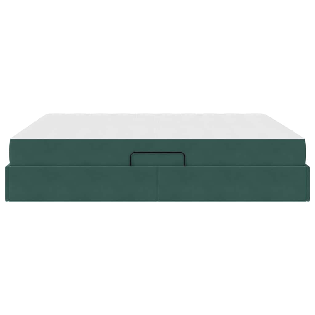 Lit avec rangement et matelas Vert foncé 160 x 200 cm Velours - XIOS