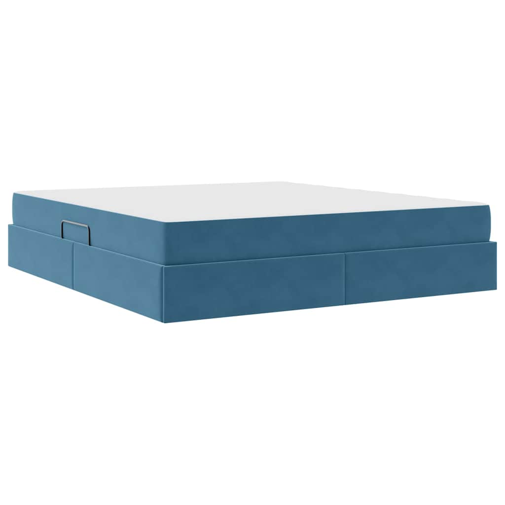 Lit avec rangement et matelas Bleu foncé 160 x 200 cm Velours - XIOS