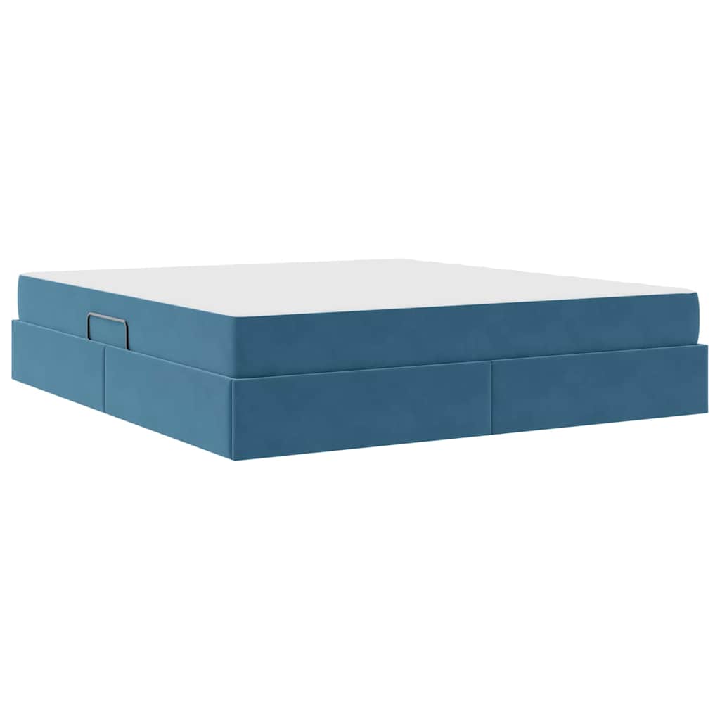 Lit avec rangement et matelas Bleu foncé 160 x 200 cm Velours - XIOS