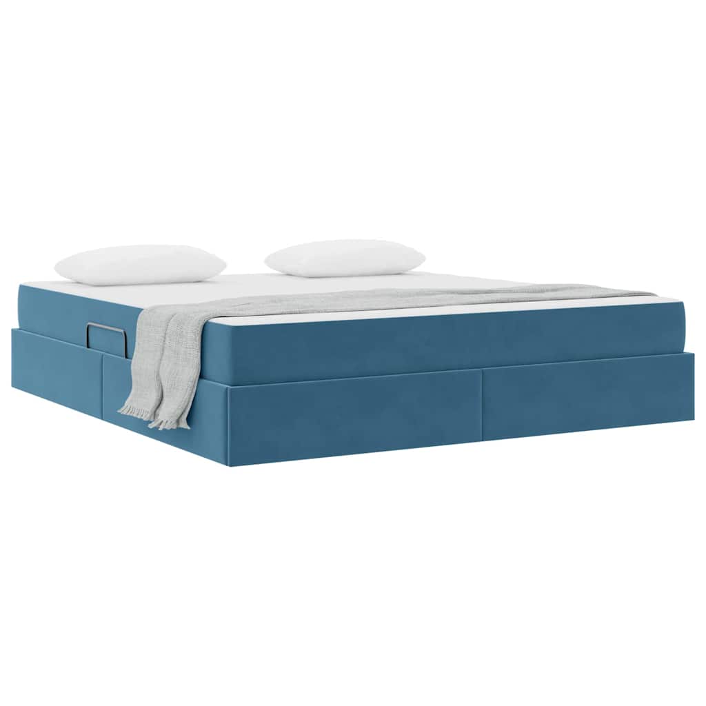 Lit avec rangement et matelas Bleu foncé 160 x 200 cm Velours - XIOS