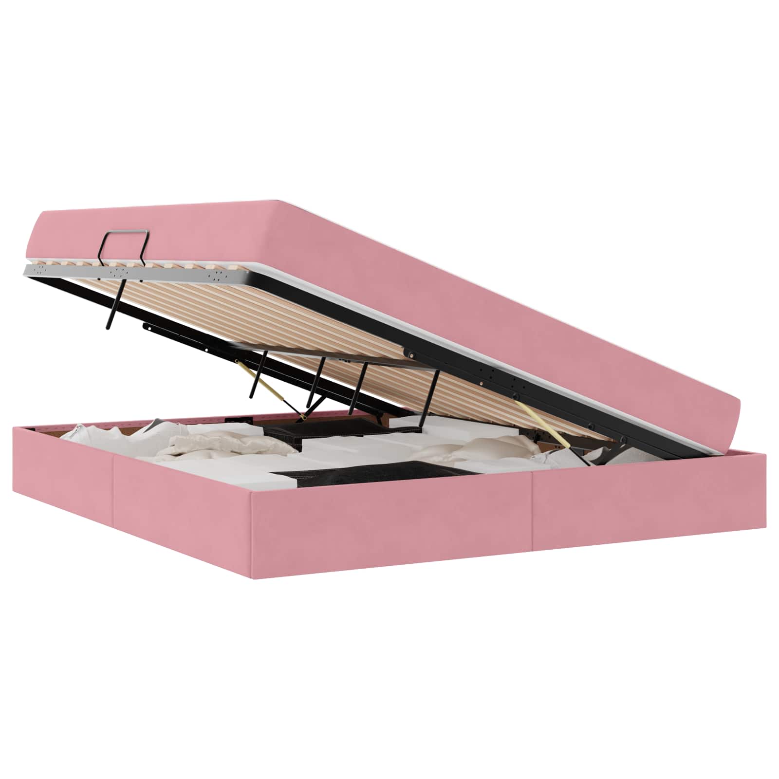 Lit avec rangement et matelas Rose 160 x 200 cm Velours - XIOS