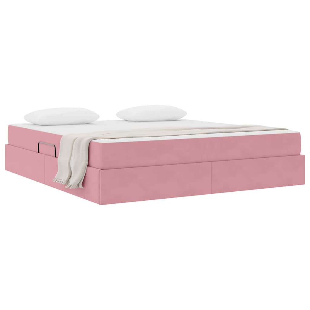Lit avec rangement et matelas Rose 160 x 200 cm Velours - XIOS
