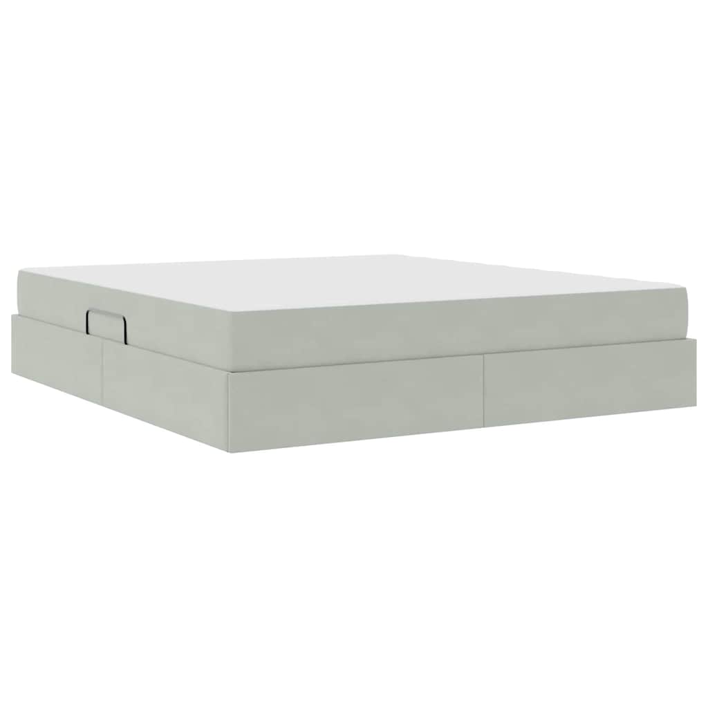 Lit avec rangement et matelas Gris clair 180 x 200 cm Velours - XIOS