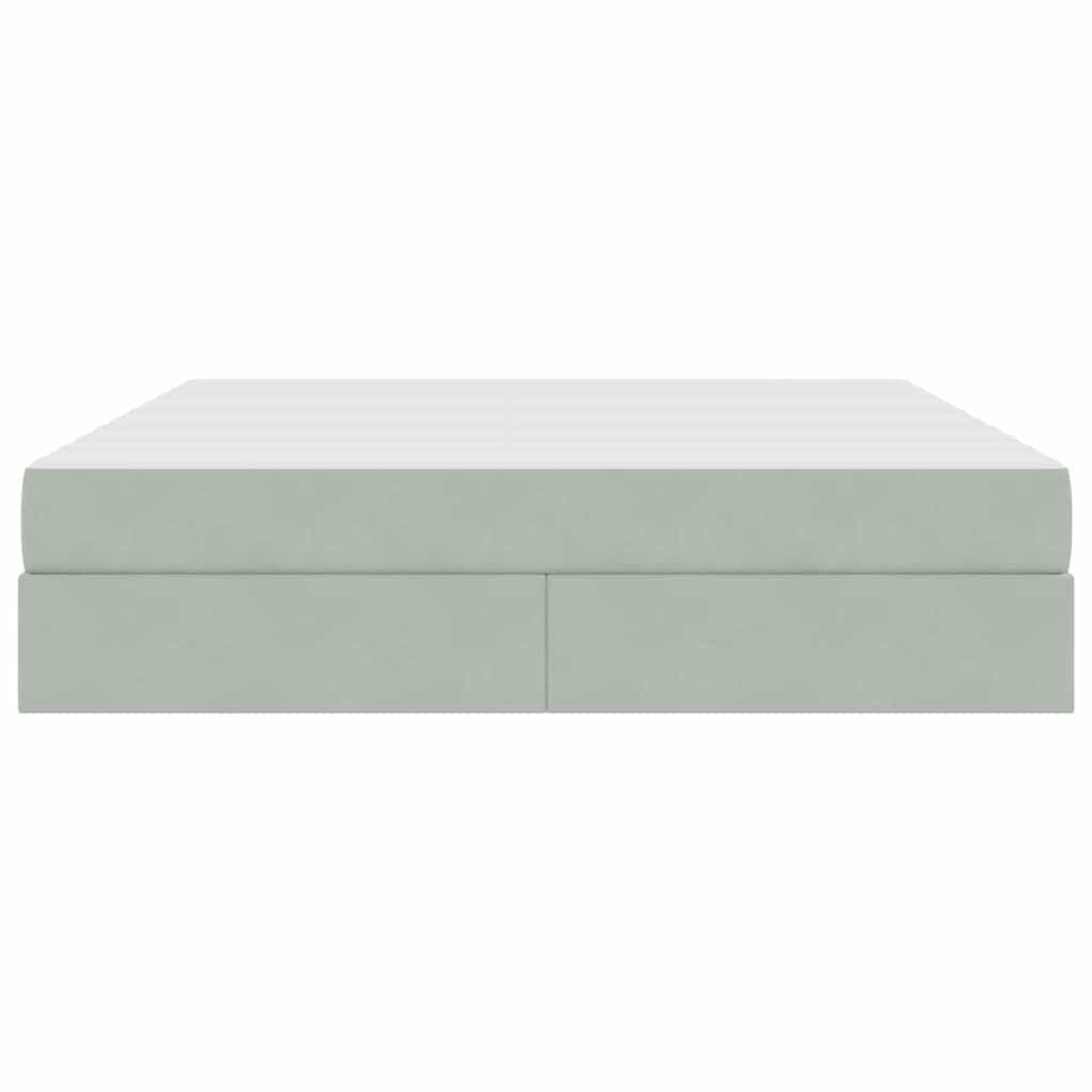 Lit avec rangement et matelas Gris clair 180 x 200 cm Velours - XIOS
