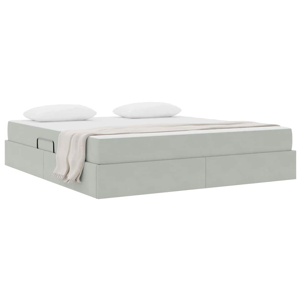 Lit avec rangement et matelas Gris clair 180 x 200 cm Velours - XIOS