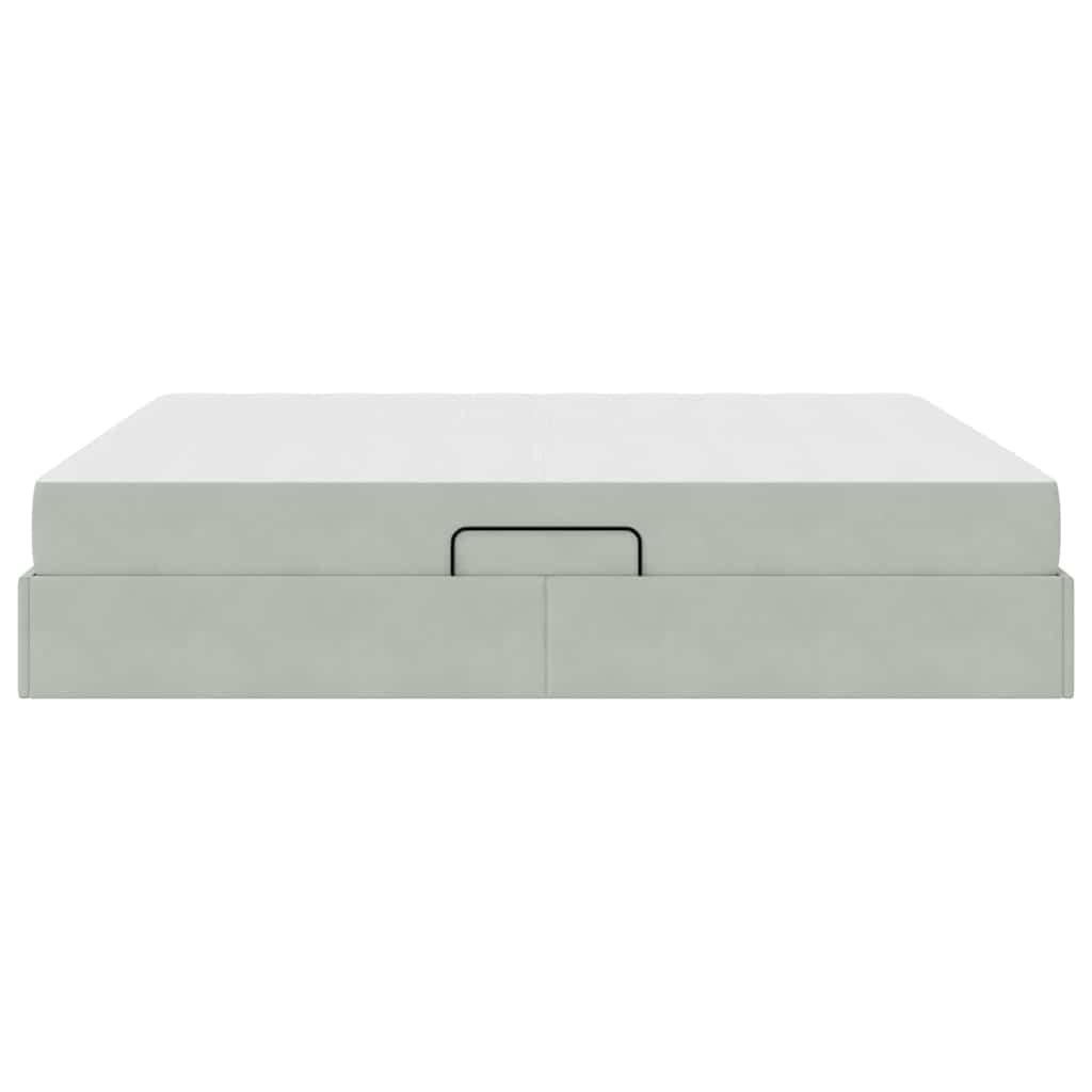Lit avec rangement et matelas Gris clair 180 x 200 cm Velours - XIOS