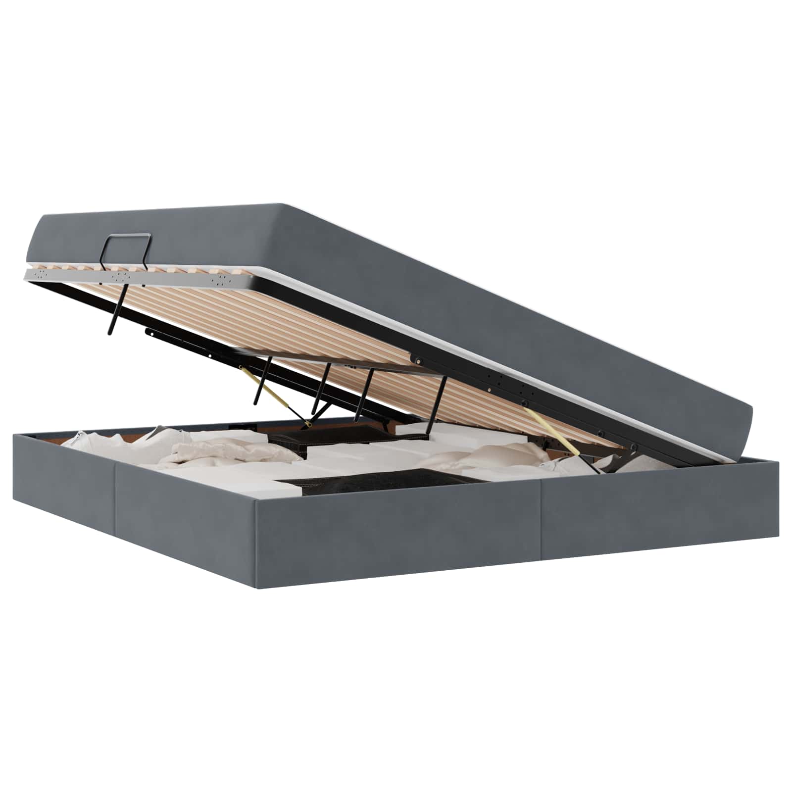 Lit avec rangement et matelas Gris foncé 180 x 200 cm Velours - XIOS