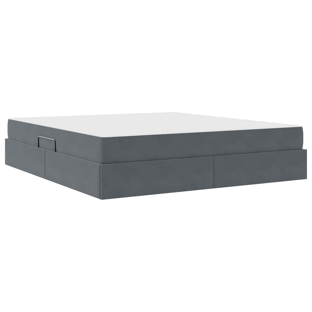 Lit avec rangement et matelas Gris foncé 180 x 200 cm Velours - XIOS