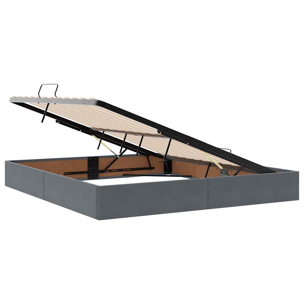 Lit avec rangement et matelas Gris foncé 180 x 200 cm Velours - XIOS