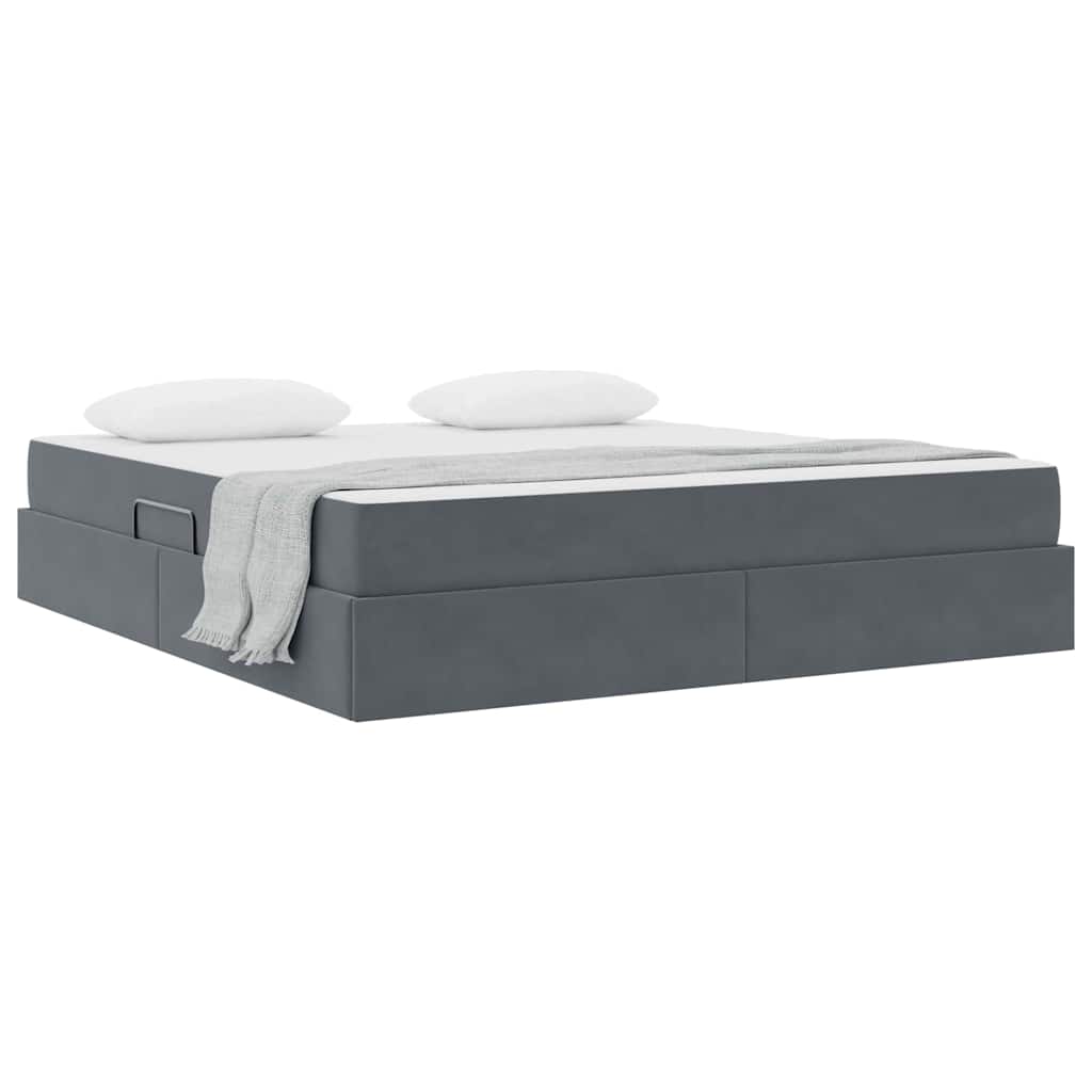 Lit avec rangement et matelas Gris foncé 180 x 200 cm Velours - XIOS