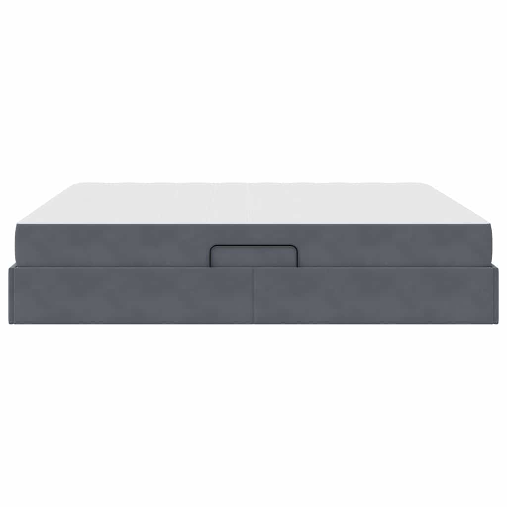 Lit avec rangement et matelas Gris foncé 180 x 200 cm Velours - XIOS
