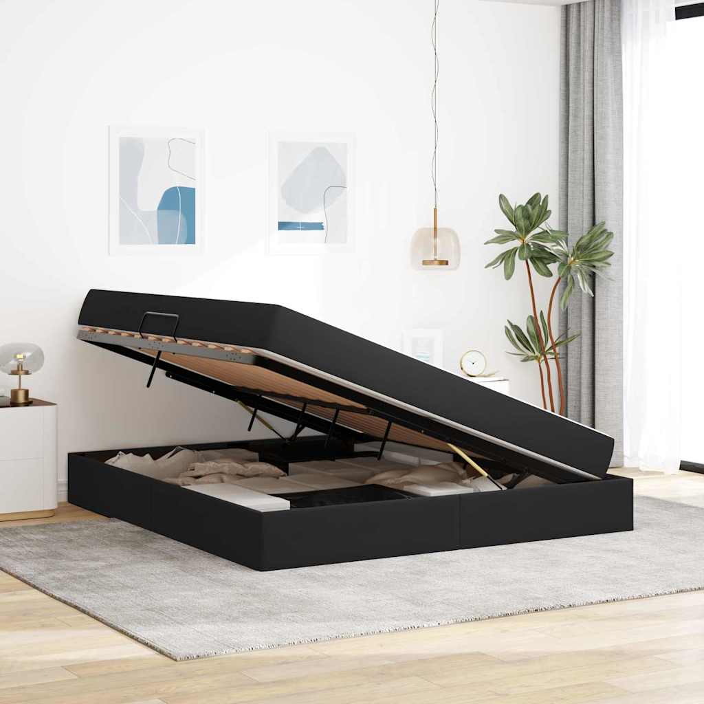 Lit avec rangement et matelas Noir 180 x 200 cm Velours - XIOS