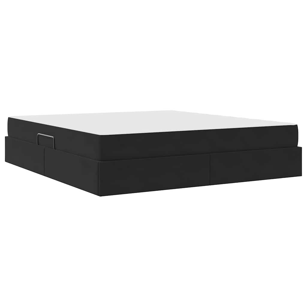 Lit avec rangement et matelas Noir 180 x 200 cm Velours - XIOS