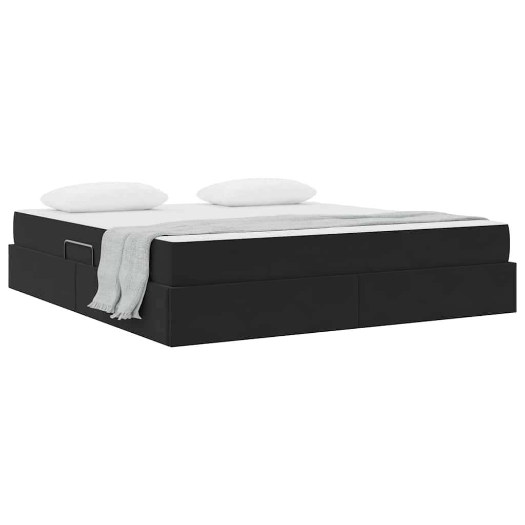 Lit avec rangement et matelas Noir 180 x 200 cm Velours - XIOS