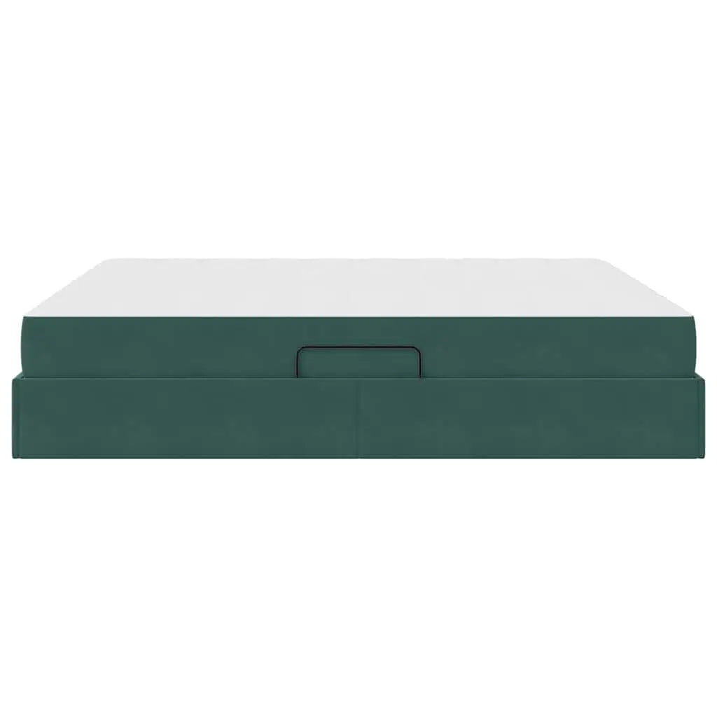 Lit avec rangement et matelas Vert foncé 180 x 200 cm Velours - XIOS