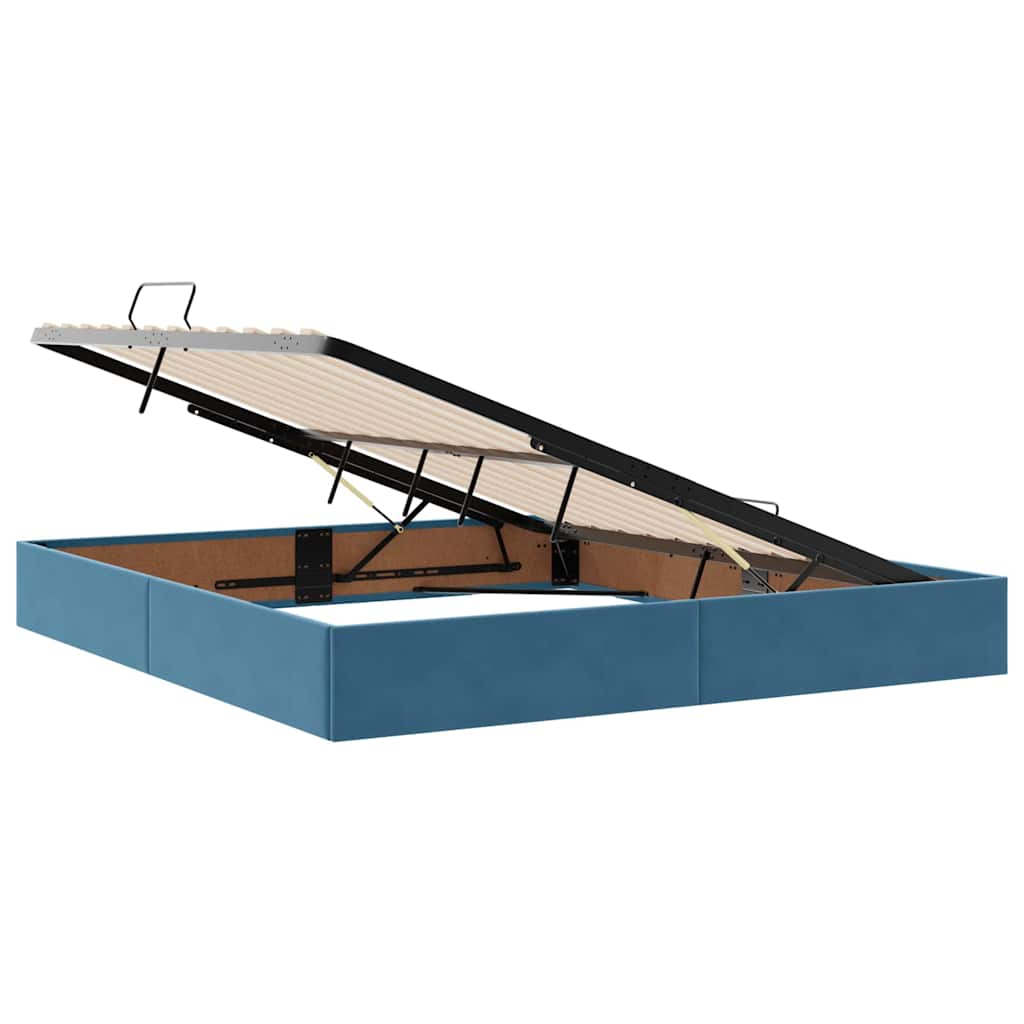 Lit avec rangement et matelas Bleu foncé 180 x 200 cm Velours - XIOS