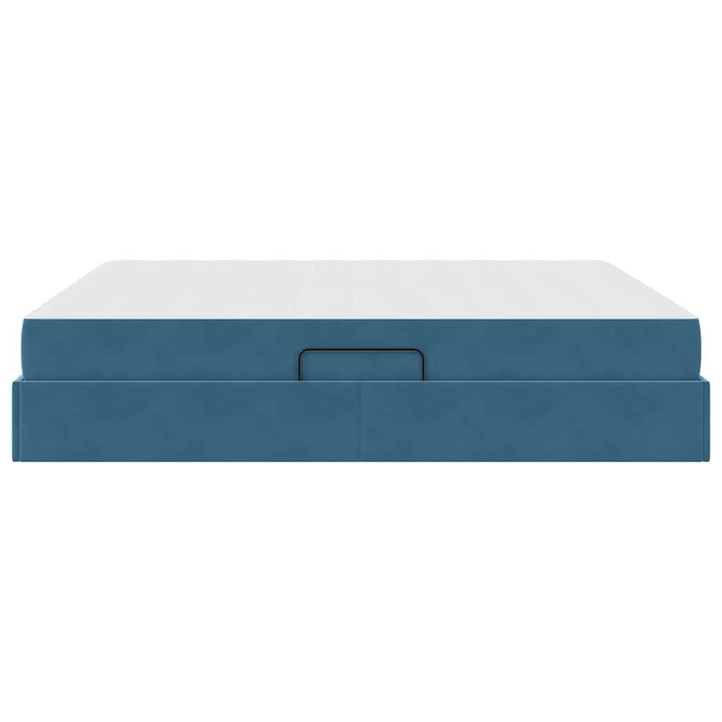 Lit avec rangement et matelas Bleu foncé 180 x 200 cm Velours - XIOS