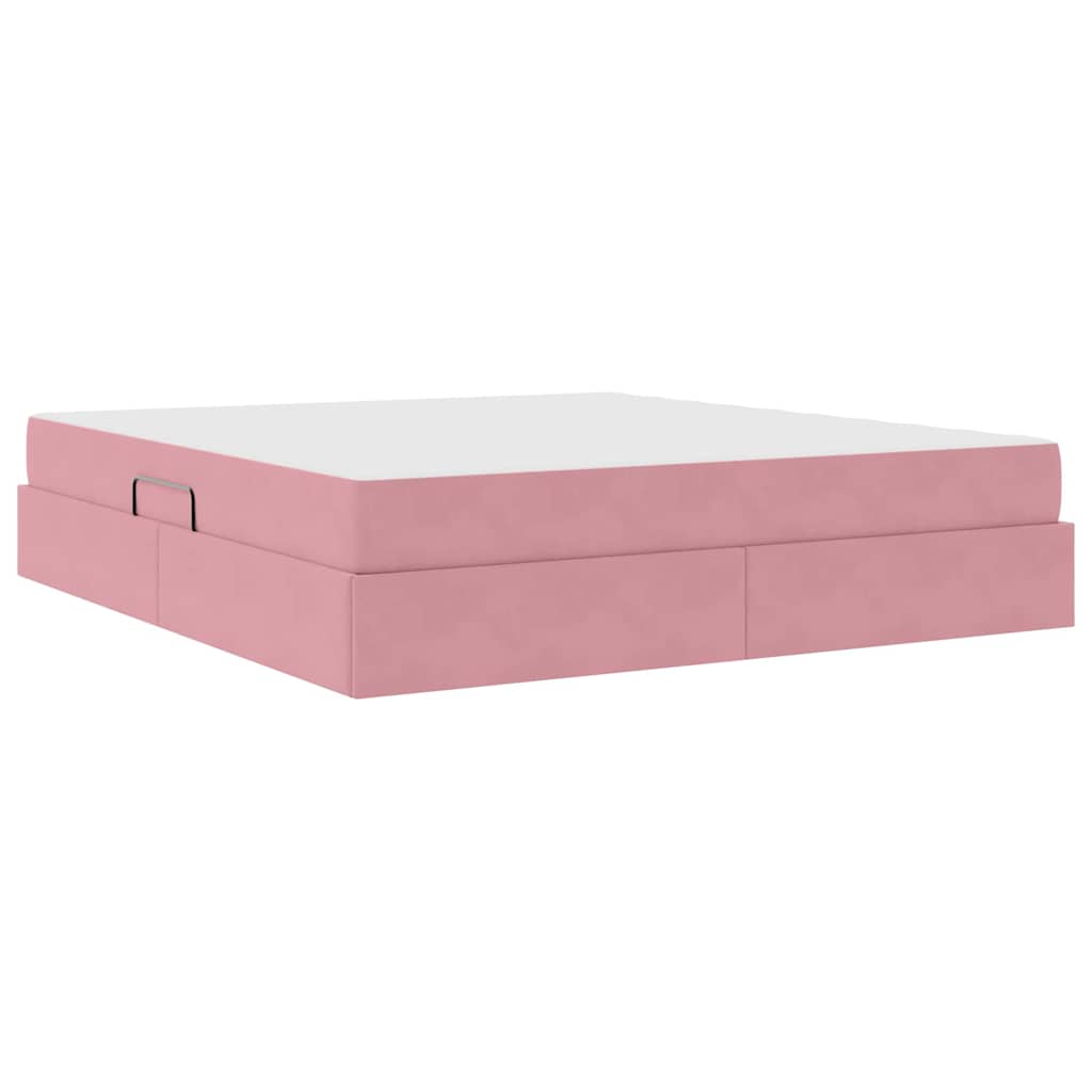 Lit avec rangement et matelas Rose 180 x 200 cm Velours - XIOS