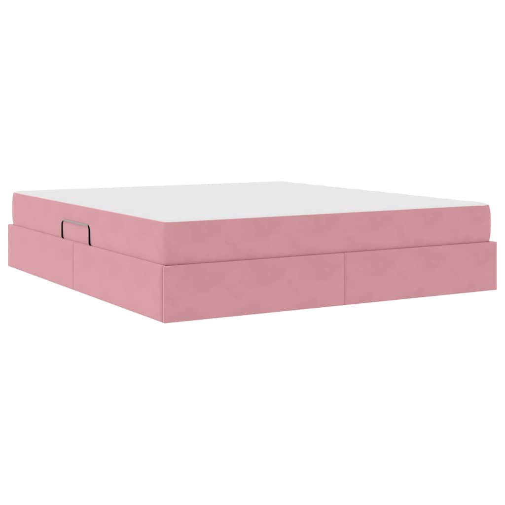 Lit avec rangement et matelas Rose 180 x 200 cm Velours - XIOS