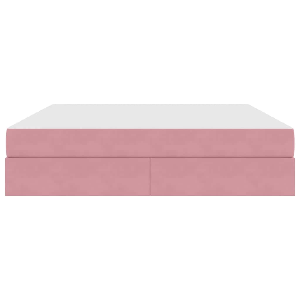 Lit avec rangement et matelas Rose 180 x 200 cm Velours - XIOS