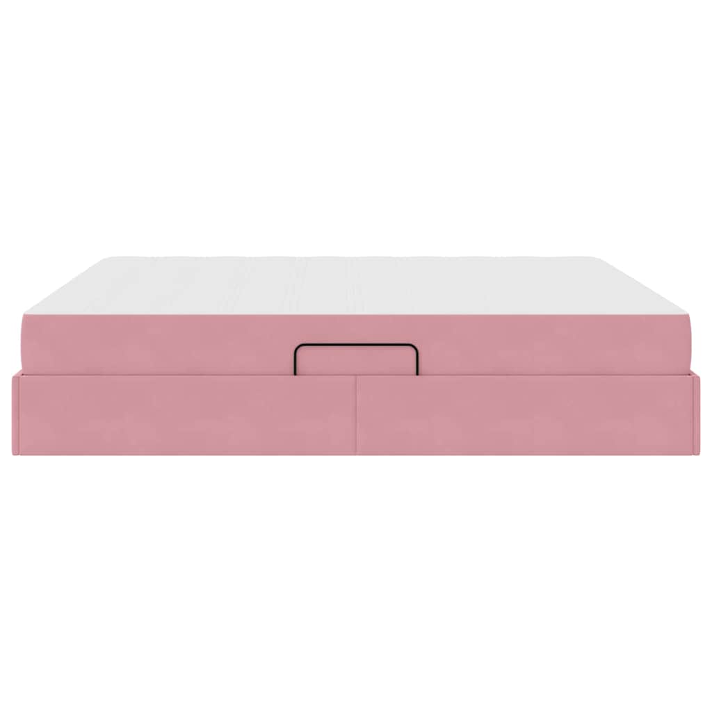 Lit avec rangement et matelas Rose 180 x 200 cm Velours - XIOS