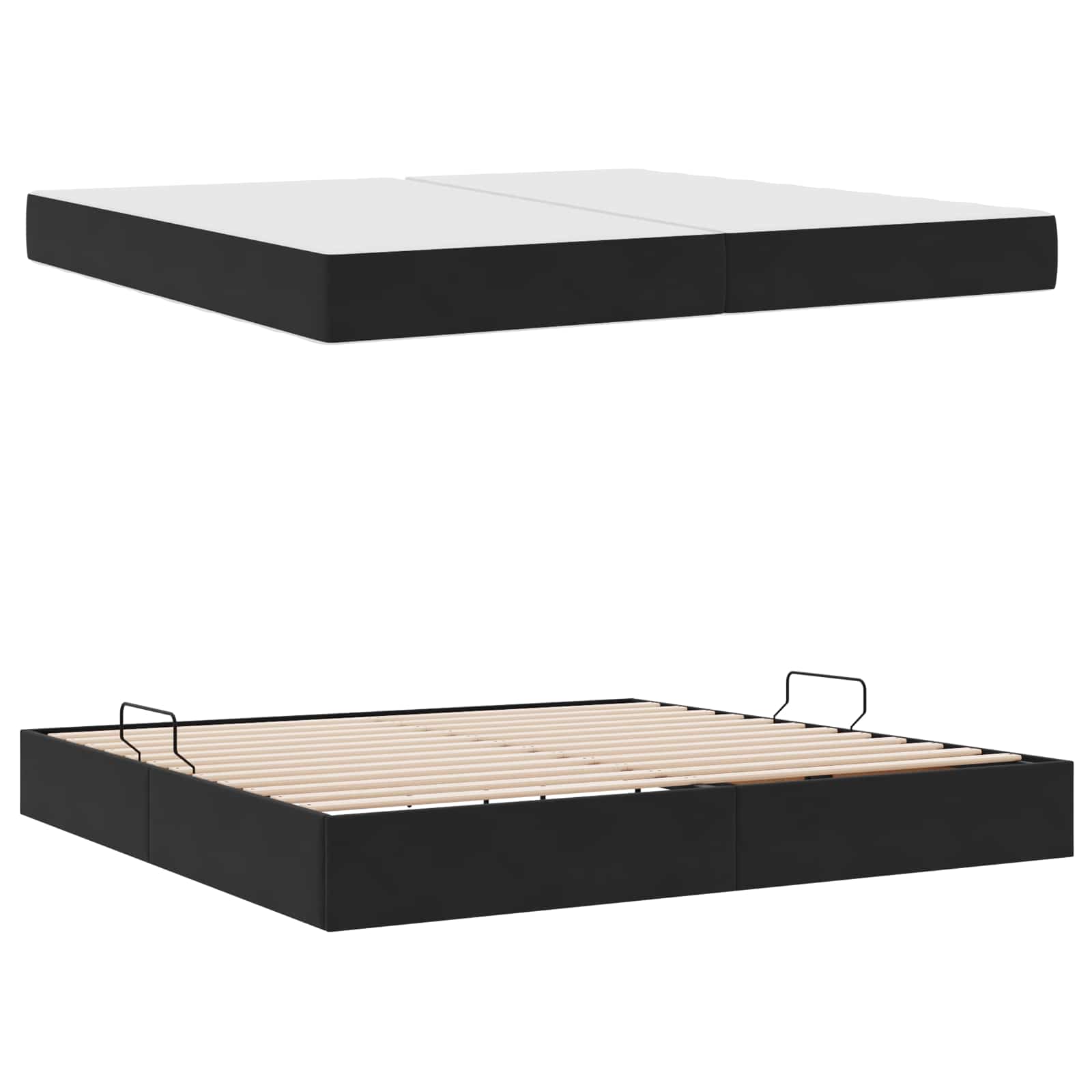 Lit avec rangement et matelas Noir 200 x 200 cm Velours - XIOS