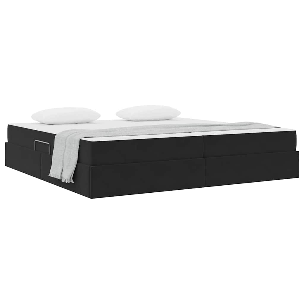 Lit avec rangement et matelas Noir 200 x 200 cm Velours - XIOS