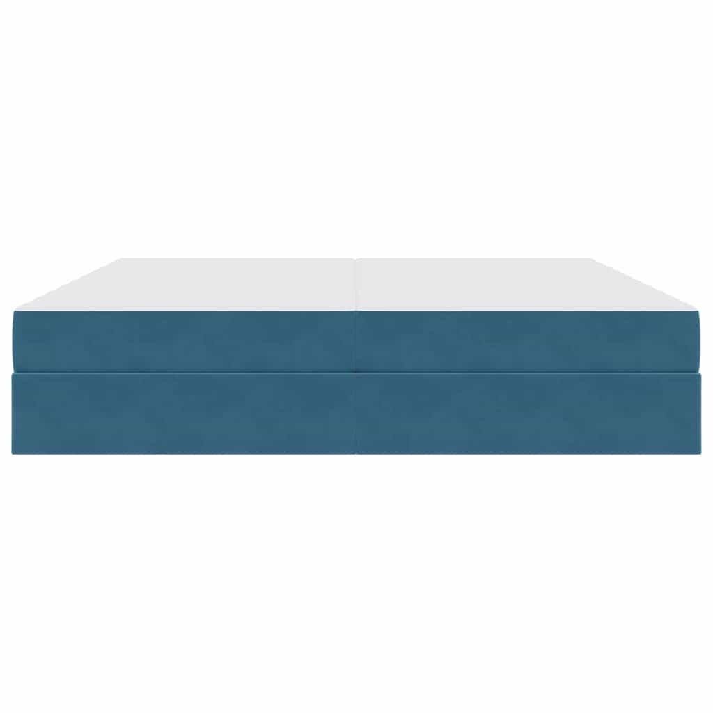 Lit avec rangement et matelas Bleu foncé 200 x 200 cm Velours - XIOS