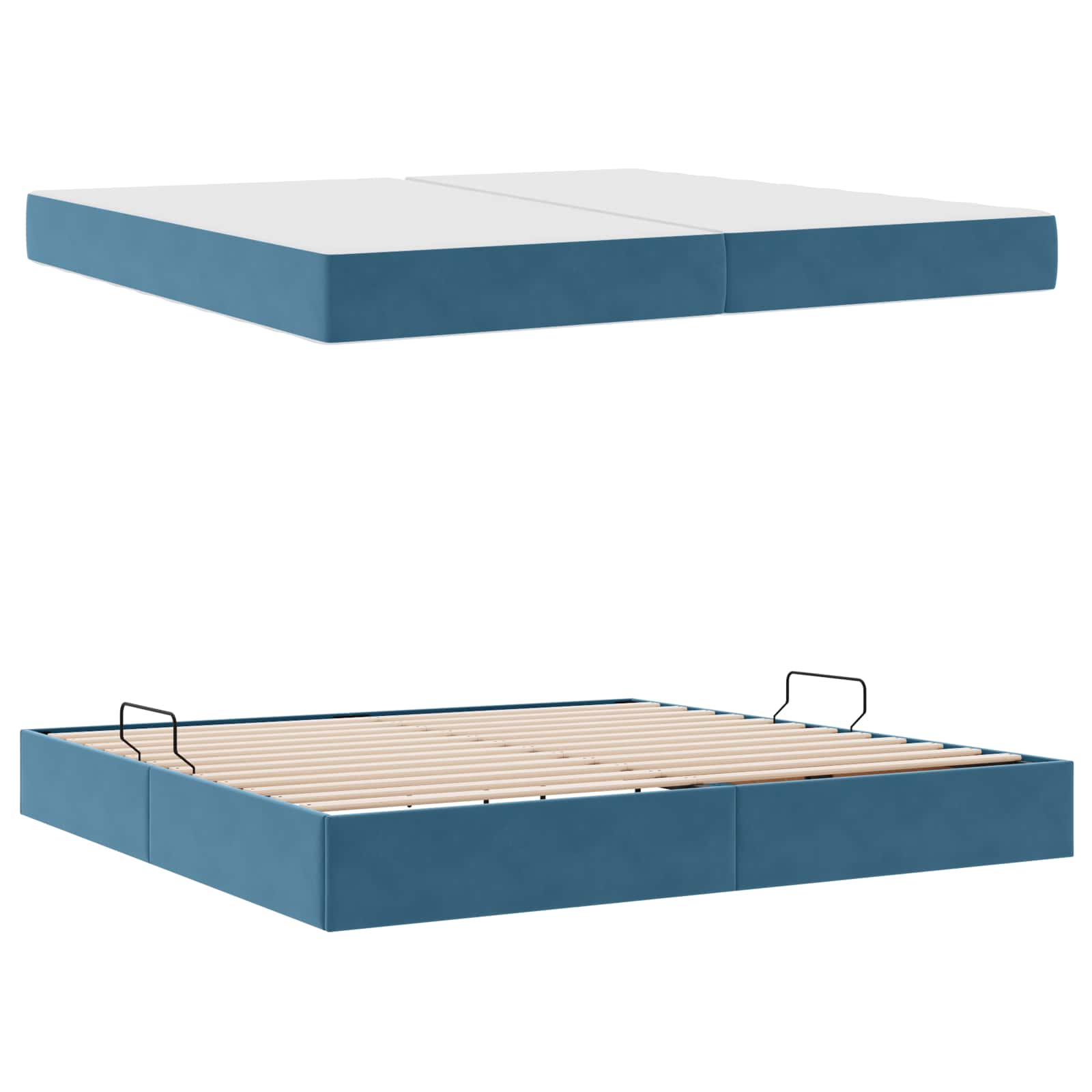 Lit avec rangement et matelas Bleu foncé 200 x 200 cm Velours - XIOS