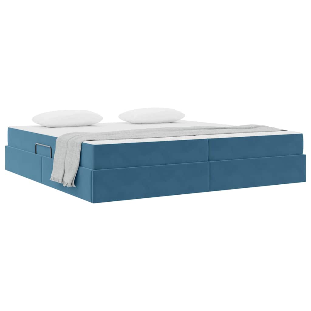 Lit avec rangement et matelas Bleu foncé 200 x 200 cm Velours - XIOS