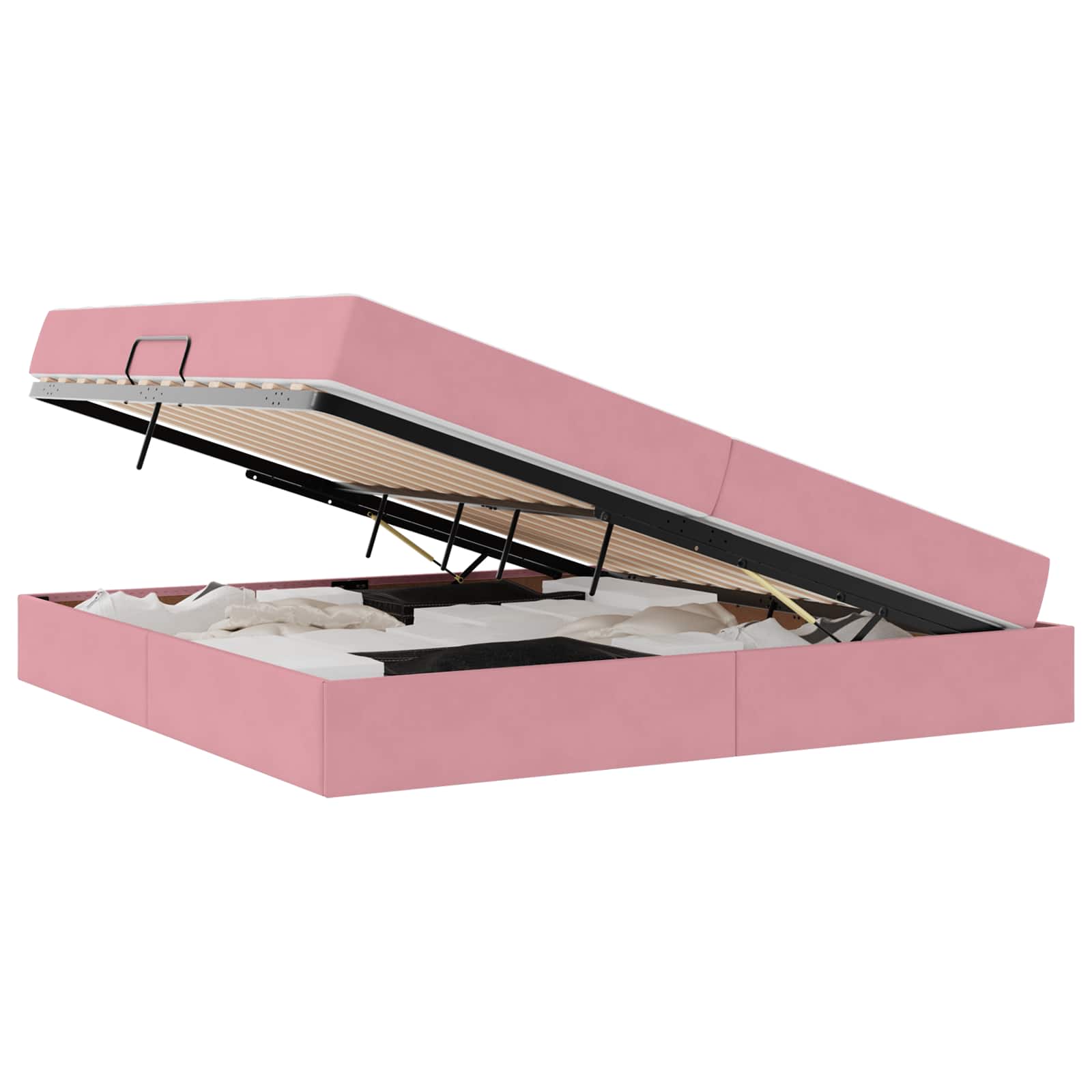 Lit avec rangement et matelas Rose 200 x 200 cm Velours - XIOS