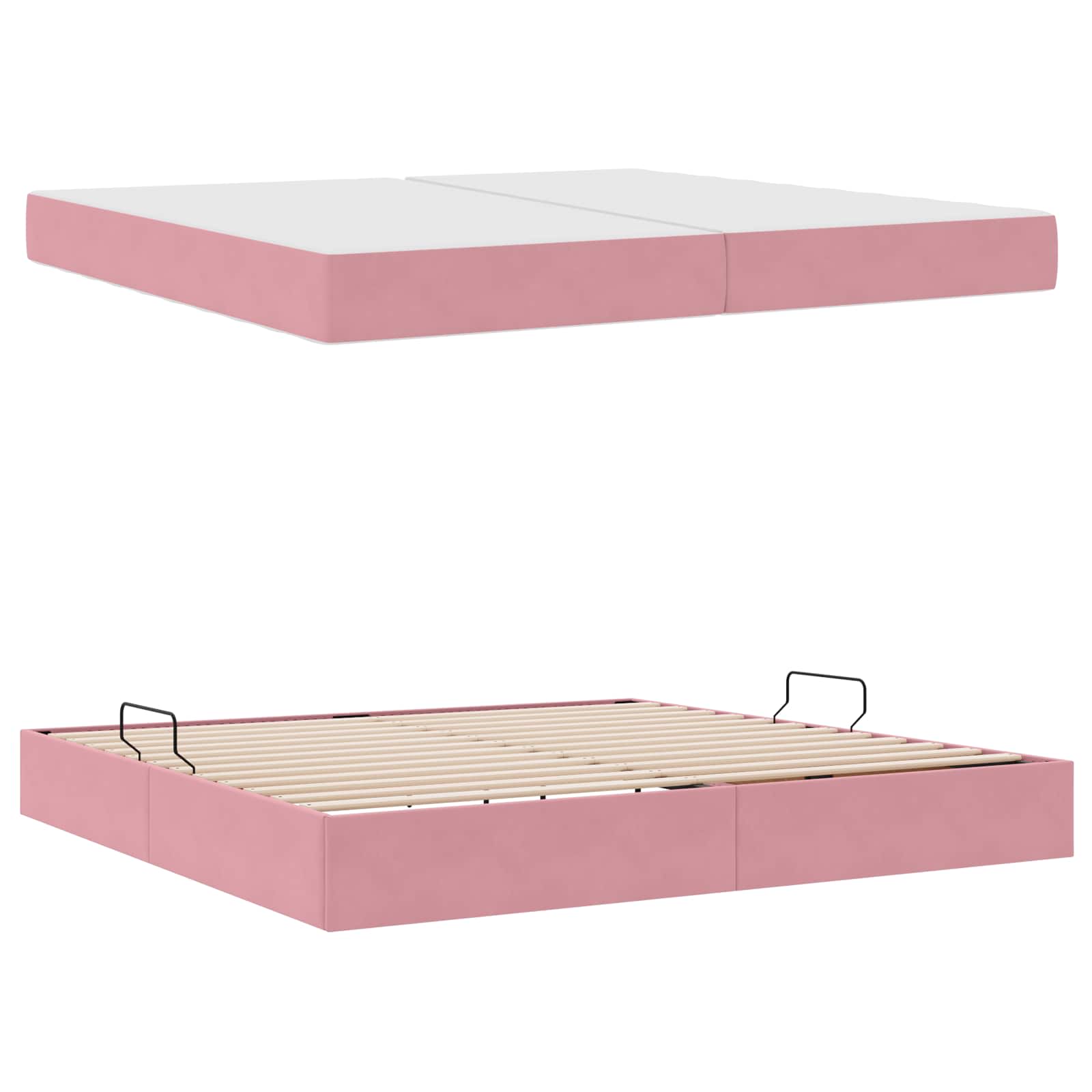 Lit avec rangement et matelas Rose 200 x 200 cm Velours - XIOS