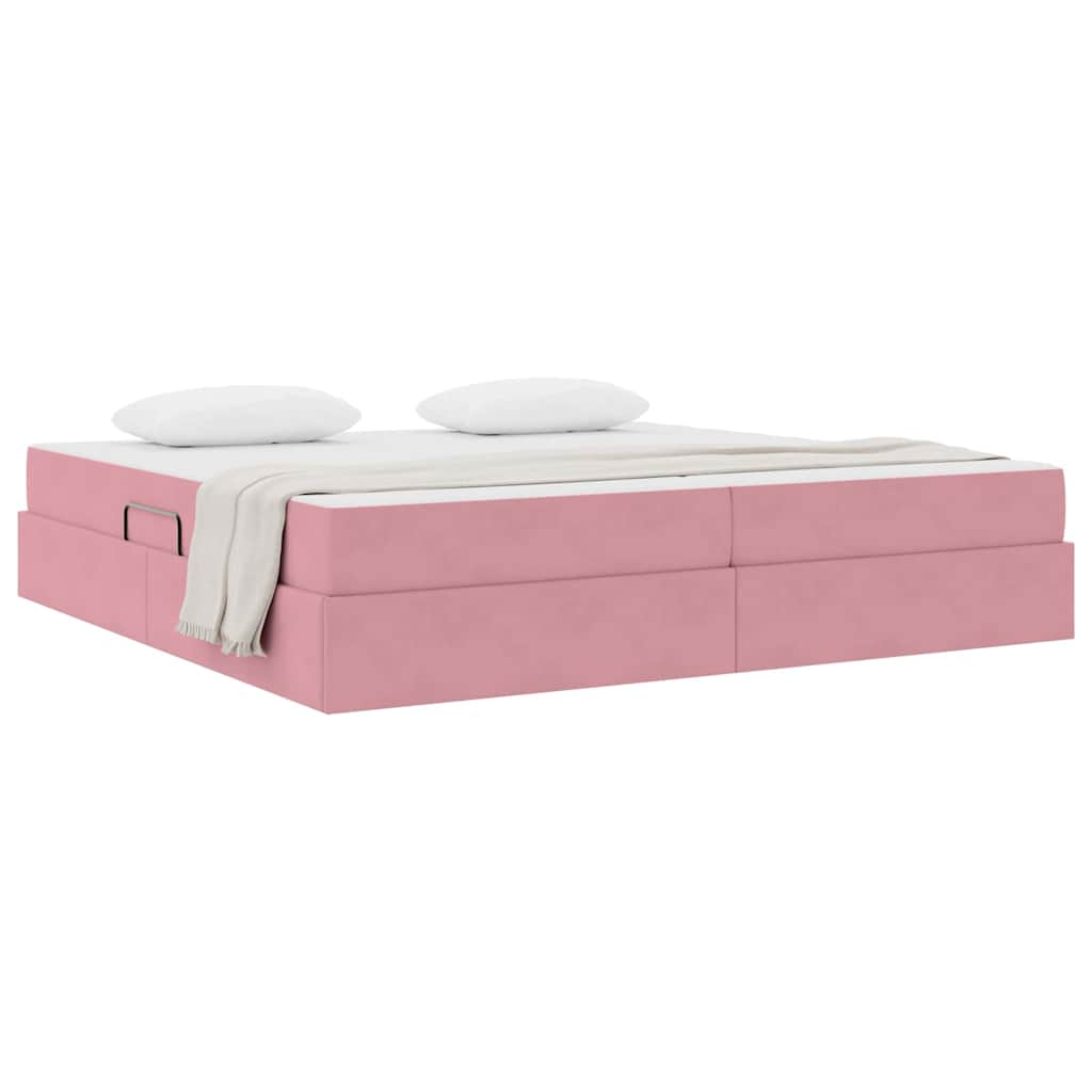 Lit avec rangement et matelas Rose 200 x 200 cm Velours - XIOS