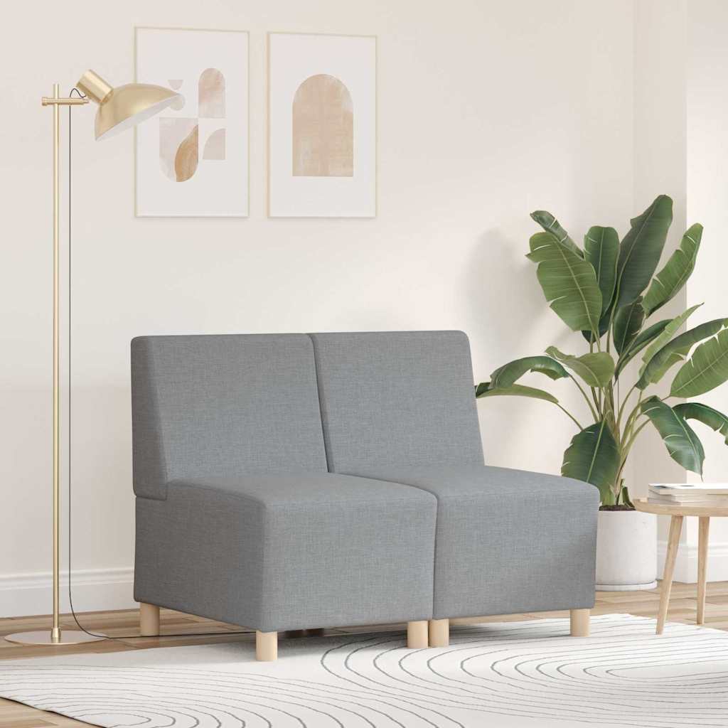 Unité de Sofa Modulaire Sans Accoudoirs 2 pc Gris clair tissu