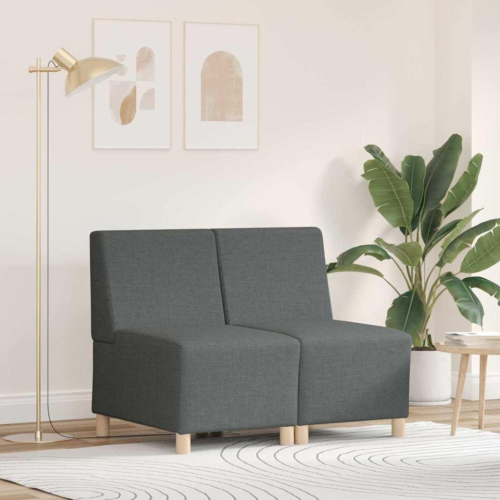 Unité de Sofa Modulaire Sans Accoudoirs 2 pc Gris foncé tissu