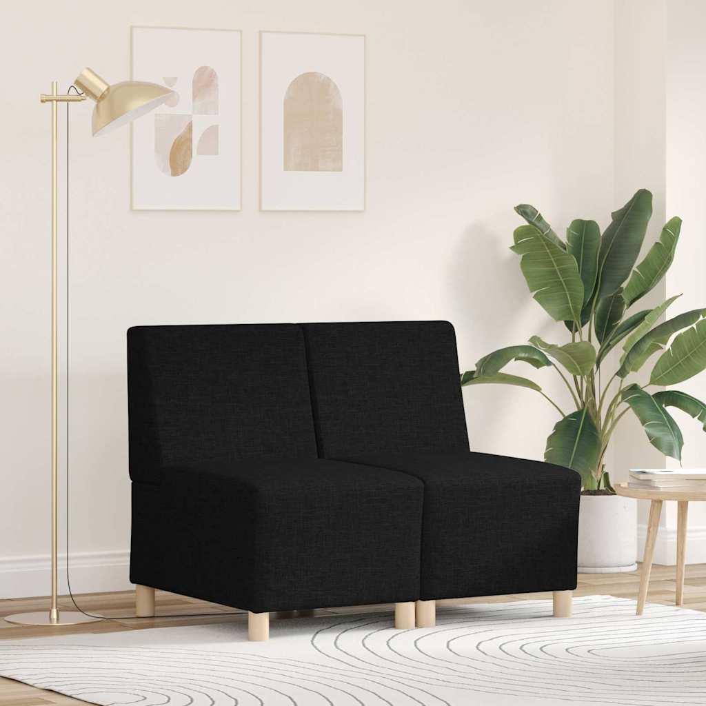 Unité de Sofa Modulaire Sans Accoudoirs 2 pc Noir tissu