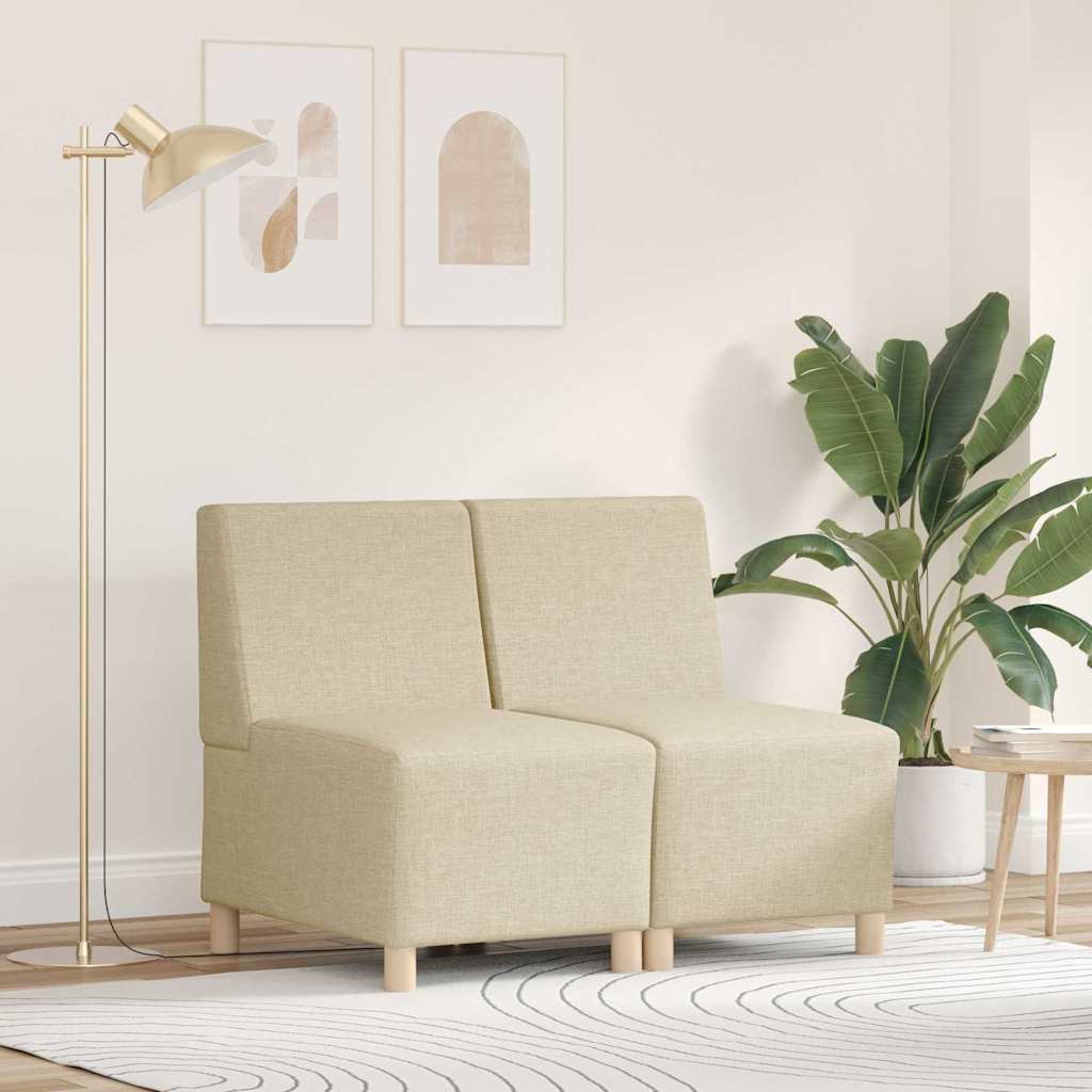 Unité de Sofa Modulaire Sans Accoudoirs 2 pc Crème tissu