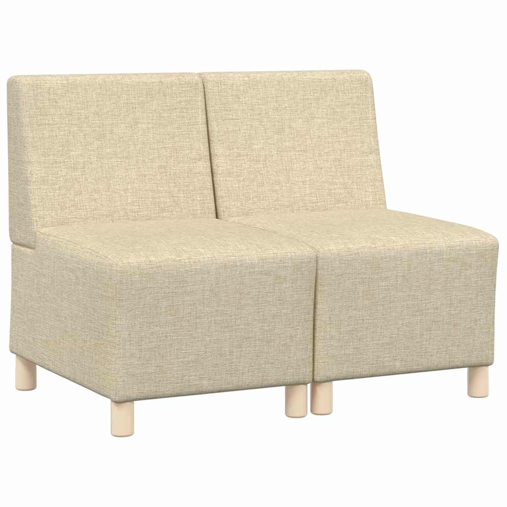 Unité de Sofa Modulaire Sans Accoudoirs 2 pc Crème tissu