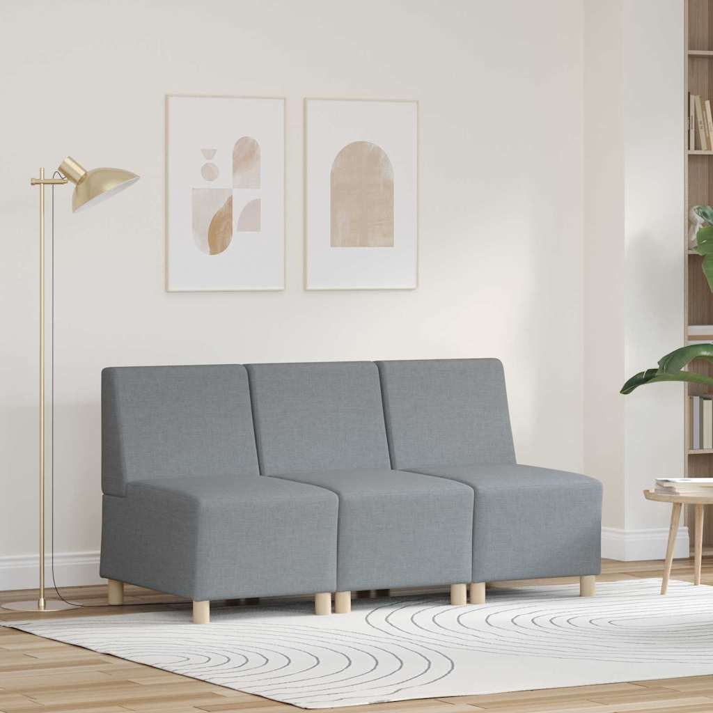 Unité de Sofa Modulaire Sans Accoudoirs 3 pc Gris clair tissu