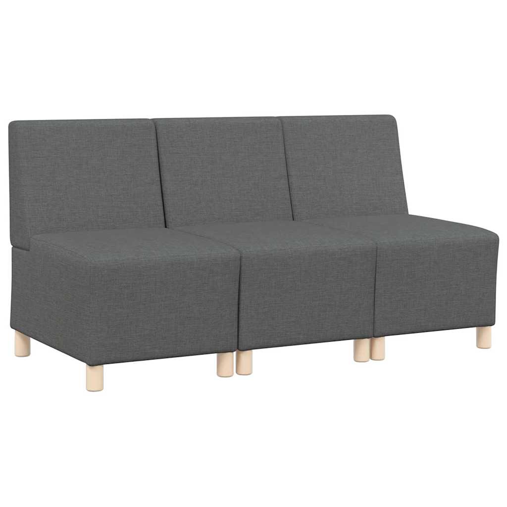 Unité de Sofa Modulaire Sans Accoudoirs 3 pc Gris foncé tissu