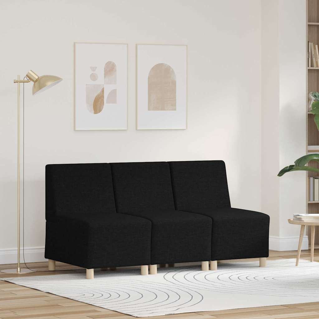 Unité de Sofa Modulaire Sans Accoudoirs 3 pc Noir tissu