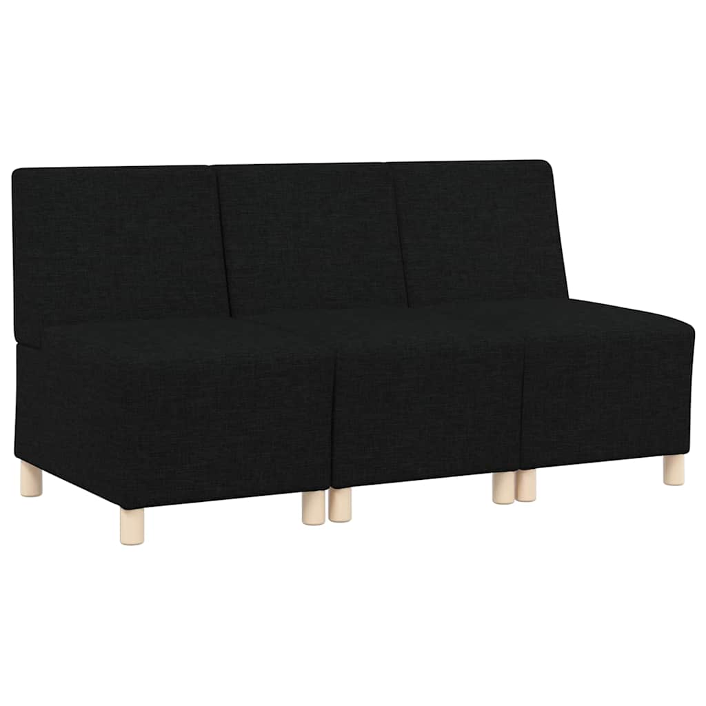Unité de Sofa Modulaire Sans Accoudoirs 3 pc Noir tissu