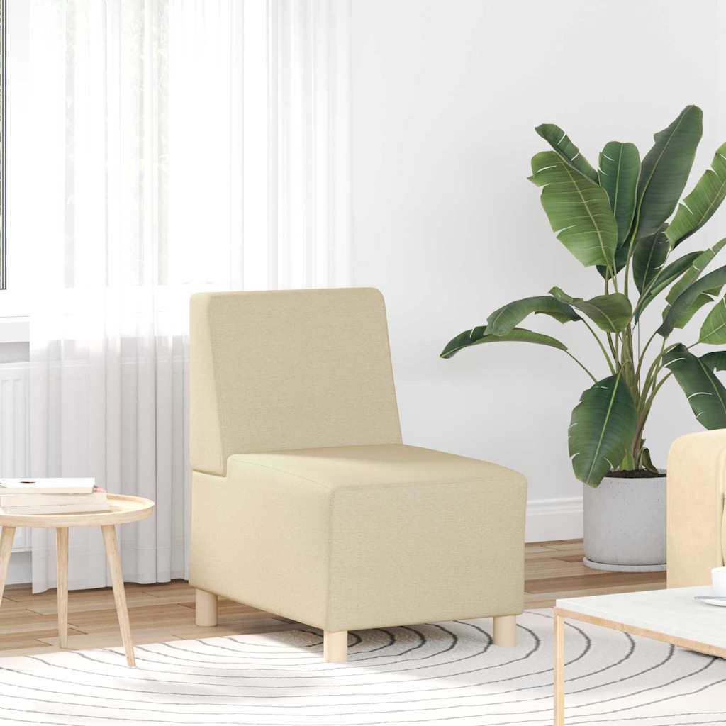 Unité de Sofa Modulaire Sans Accoudoirs 3 pc Crème tissu
