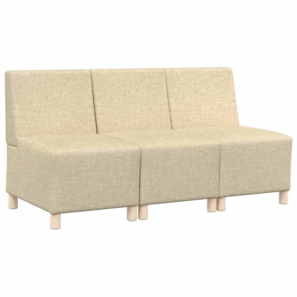 Unité de Sofa Modulaire Sans Accoudoirs 3 pc Crème tissu