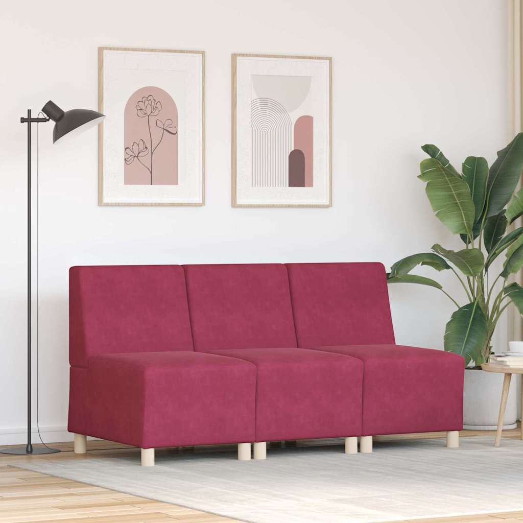 Unité de Sofa Modulaire Sans Accoudoirs 3 pcs Rouge bordeaux - XIOS