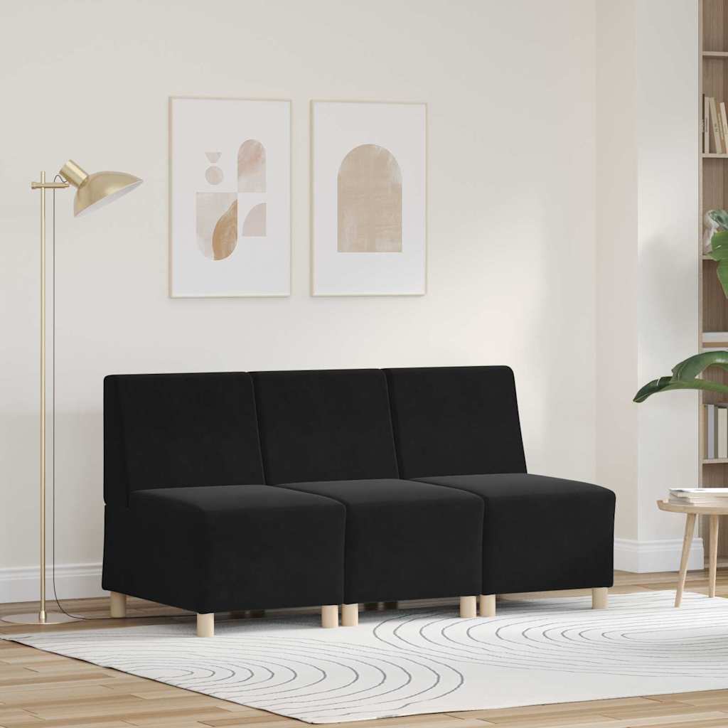 Unité de Sofa Modulaire Sans Accoudoirs 3 pcs Noir - XIOS