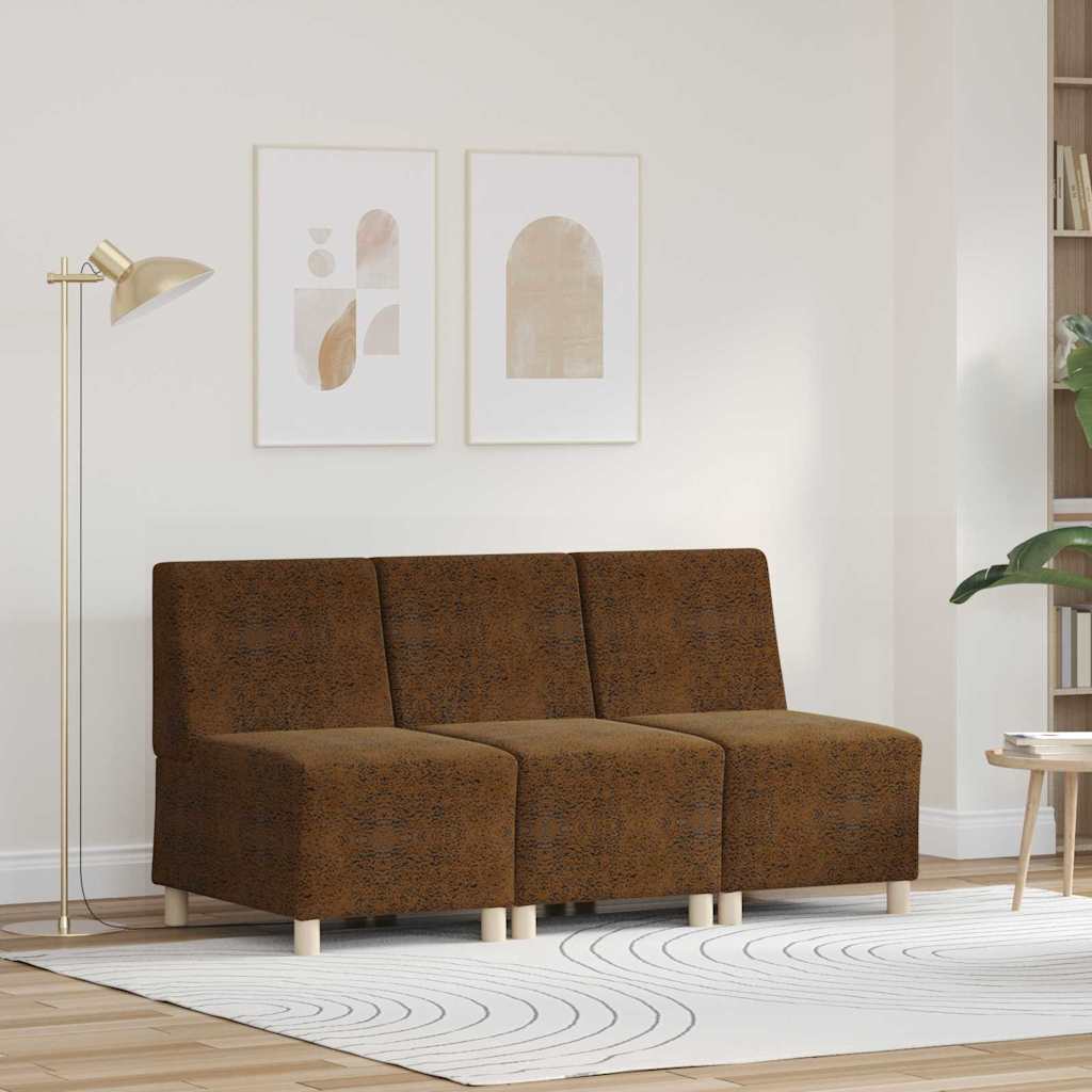 Fauteuil 3 pcs Marron 55 x 74 x 82 cm Cuir suédé faux - XIOS