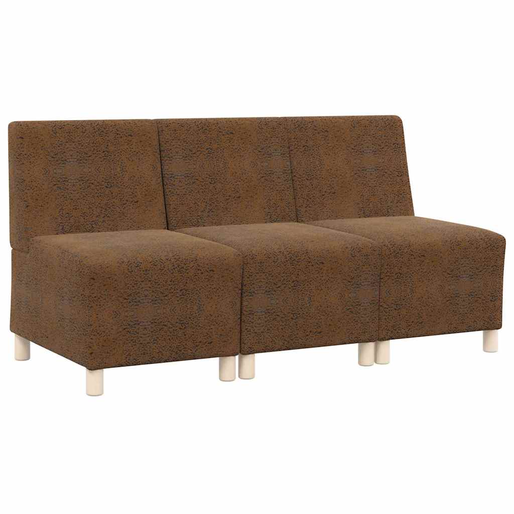 Fauteuil 3 pcs Marron 55 x 74 x 82 cm Cuir suédé faux - XIOS