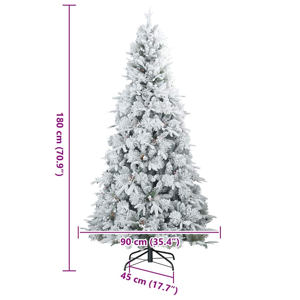 Sapin de Noël artificiel à branches pliantes, duveteux de neige - XIOS