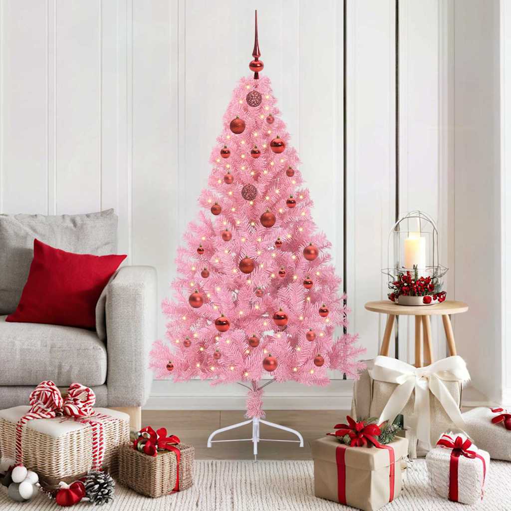 Sapin de Noël artificiel pré-éclairé Rose 150 cm PVC - XIOS